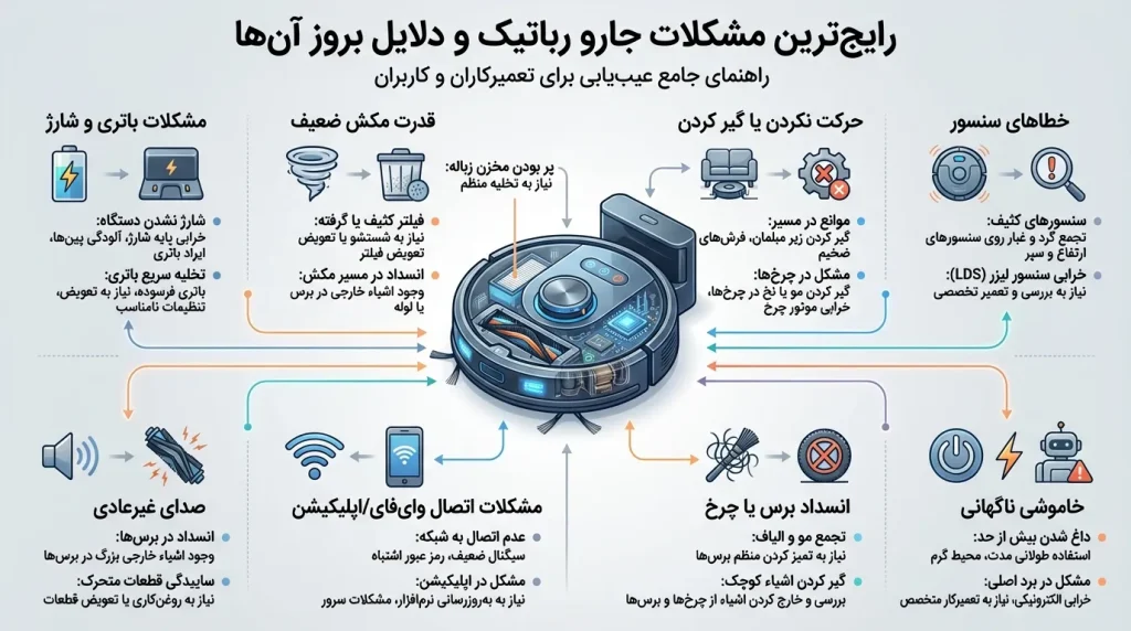 رایج‌ترین مشکلات جارو رباتیک و دلایل بروز آن‌ها
