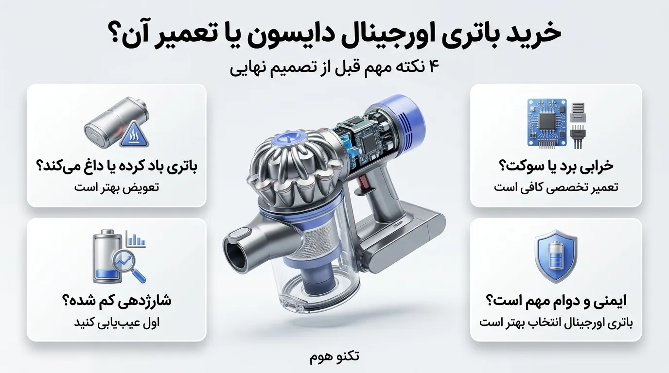 خرید باتری اورجینال دایسون یا تعمیر آن؟
