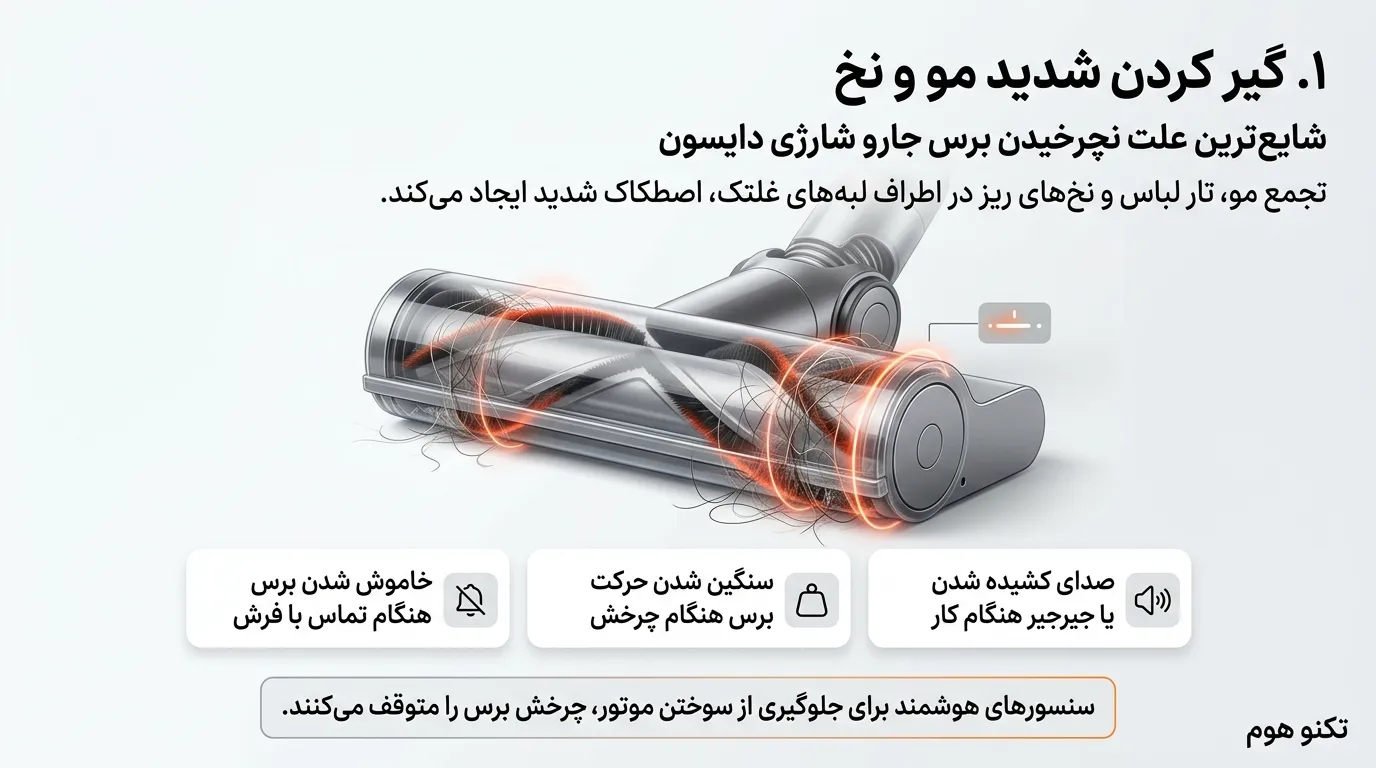 چرا غلتک پارویی دایسون ناگهان متوقف میشود؟